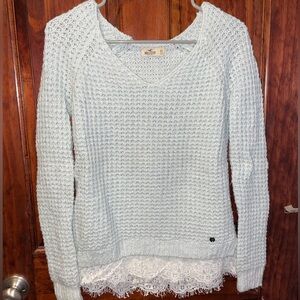 Hollister Soft Sky Blue V-Neck Sweater Womens XS